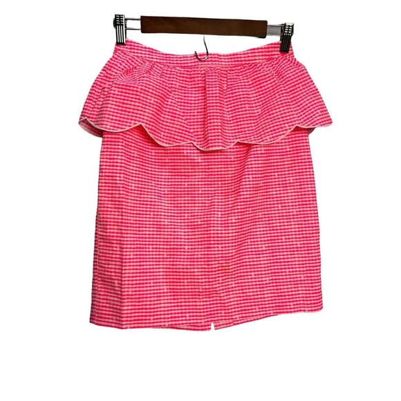 LILLY PULITZER Pink Gingham Thyme Peplum Barbiecore Skirt Size 2 - Picture 1 of 9